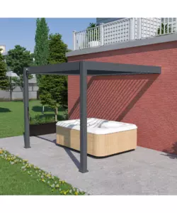 PERGOLA BIOCLIMATICA ADDOSSATA OMBRÉA "VS" IN ALLUMINIO ANTRACITE 305X303X257 CM