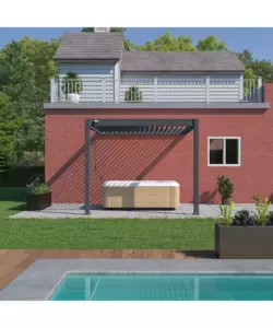 PERGOLA BIOCLIMATICA ADDOSSATA OMBRÉA "VS" IN ALLUMINIO ANTRACITE 305X303X257 CM