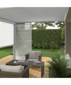 PERGOLA BIOCLIMATICA ADDOSSATA OMBRÉA "VS"  IN ALLUMINIO BIANCO 397X304X257 CM