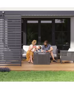 PERGOLA BIOCLIMATICA ADDOSSATA OMBRÉA "VS" IN ALLUMINIO BIANCO E ANTRACITE 397X304X257 CM