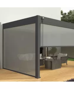 PERGOLA BIOCLIMATICA ADDOSSATA OMBRÉA "VS" IN ALLUMINIO BIANCO E ANTRACITE 397X304X257 CM