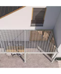 PERGOLA BIOCLIMATICA ADDOSSATA OMBRÉA "VS"  IN ALLUMINIO BIANCO 596X303X257 CM