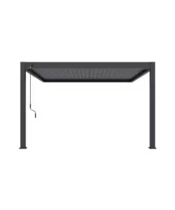 PERGOLA BIOCLIMATICA ADDOSSATA OMBRÉA "VS" IN ALLUMINIO BIANCO E ANTRACITE 399X399X255,8 CM