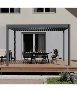 PERGOLA BIOCLIMATICA MOTORIZZATA OMBRÉA "ELMO" CON ILLUMINAZIONE ANTRACITE 399X307X256 CM