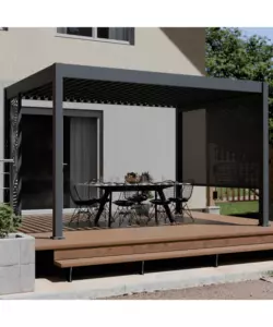 PERGOLA BIOCLIMATICA MOTORIZZATA OMBRÉA "ELMO" CON ILLUMINAZIONE ANTRACITE 399X307X256 CM