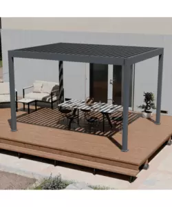 PERGOLA BIOCLIMATICA MOTORIZZATA OMBRÉA "ELMO" CON ILLUMINAZIONE ANTRACITE 399X307X256 CM