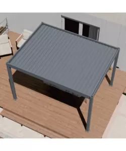 PERGOLA BIOCLIMATICA MOTORIZZATA OMBRÉA "ELMO" CON ILLUMINAZIONE ANTRACITE 399X307X256 CM