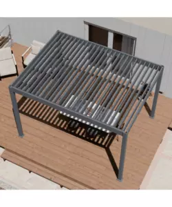 PERGOLA BIOCLIMATICA MOTORIZZATA OMBRÉA "ELMO" CON ILLUMINAZIONE ANTRACITE 399X307X256 CM