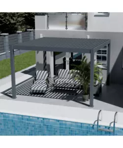 PERGOLA BIOCLIMATICA MOTORIZZATA OMBRÉA "ELMO" IN ALLUMINIO ANTRACITE 403X403X256 CM