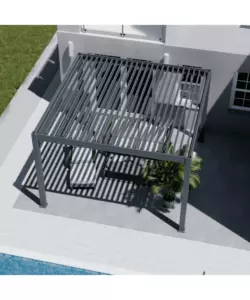 PERGOLA BIOCLIMATICA MOTORIZZATA OMBRÉA "ELMO" IN ALLUMINIO ANTRACITE 403X403X256 CM