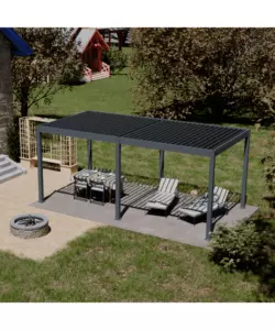 PERGOLA BIOCLIMATICA MOTORIZZATA OMBRÉA "ELMO"  IN ALLUMINIO ANTRACITE 598X293X256 CM
