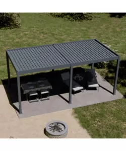 PERGOLA BIOCLIMATICA MOTORIZZATA OMBRÉA "ELMO"  IN ALLUMINIO ANTRACITE 598X293X256 CM