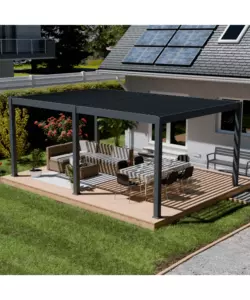 PERGOLA BIOCLIMATICA MOTORIZZATA OMBRÉA "ELMO"  IN ALLUMINIO ANTRACITE 604X403X256 CM