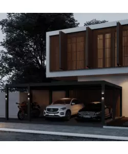 TETTOIA AUTO DOPPIA OMBRÉA IN ALLUMINIO ANTRACITE 600X507,5X255 CM