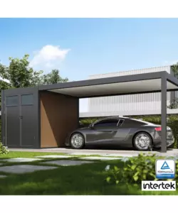 TETTOIA AUTO SINGOLA OMBRÉA IN ALLUMINIO ANTRACITE 300X700,4X255 CM