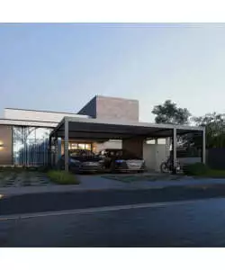 TETTOIA AUTO DOPPIA OMBRÉA CON STOCCAGGIO IN ALLUMINIO ANTRACITE 600X700X255 CM