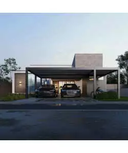 TETTOIA AUTO DOPPIA OMBRÉA CON STOCCAGGIO IN ALLUMINIO ANTRACITE 600X700X255 CM