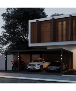 TETTOIA AUTO DOPPIA OMBRÉA CON STOCCAGGIO IN ALLUMINIO ANTRACITE 600X700X255 CM