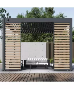 PANNELLO LATERALE PER PERGOLA OMBRÉA "VS" IN ALLUMINIO ANTRACITE E LEGNO 1 MT