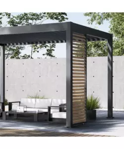 PANNELLO LATERALE PER PERGOLA OMBRÉA "VS" IN ALLUMINIO ANTRACITE E LEGNO 1 MT