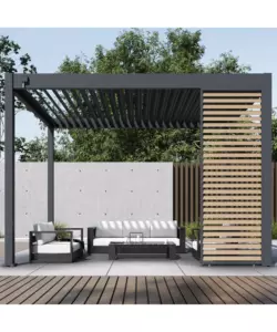 PANNELLO LATERALE PER PERGOLA OMBRÉA "VS" IN ALLUMINIO ANTRACITE E LEGNO 1 MT