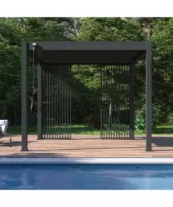 PANNELLO LATERALE A LAMELLE VERTICALI PER PERGOLA OMBRÉA "VS"  IN ALLUMINIO ANTRACITE 1 MT