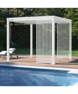 PANNELLO LATERALE A LAMELLE VERTICALI PER PERGOLA OMBRÉA "VS"  IN ALLUMINIO BIANCO 1 MT