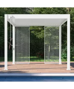 PANNELLO LATERALE A LAMELLE VERTICALI PER PERGOLA OMBRÉA "VS"  IN ALLUMINIO BIANCO 1 MT