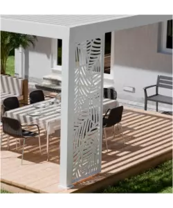 PANNELLO LATERALE DECORATIVO A FOGLIE PER PERGOLA OMBRÉA "VS"  IN ALLUMINIO BIANCO 1 MT