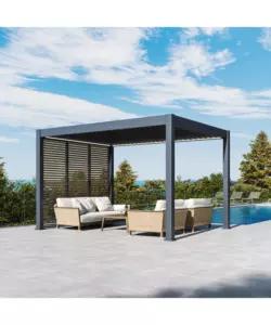 PANNELLO A LAMELLE ORIENTABILI PER PERGOLA OMBRÉA "VS"  IN ALLUMINIO ANTRACITE E LEGNO 1 MT