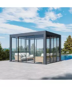 PANNELLO LATERALE PER PERGOLA OMBRÉA IN VETRO TEMPERATO ANTRACITE LATO 3 MT