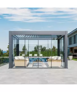 PANNELLO LATERALE PER PERGOLA OMBRÉA IN VETRO TEMPERATO ANTRACITE LATO 3 MT