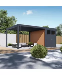 CASETTA DA GIARDINO OMBRÉA IN ALLUMINIO ANTRACITE 204,2X393,8X255,8 CM