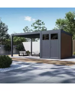 CASETTA DA GIARDINO OMBRÉA IN ALLUMINIO ANTRACITE 204,2X393,8X255,8 CM