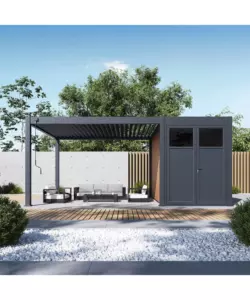 CASETTA DA GIARDINO OMBRÉA IN ALLUMINIO ANTRACITE 204,2X393,8X255,8 CM