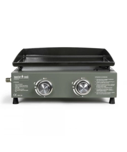 Piastra a gas in acciaio verde 2 bruciatori