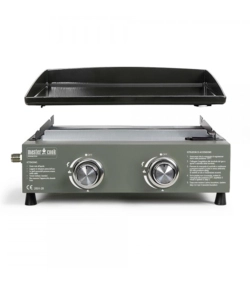 Piastra a gas in acciaio verde 2 bruciatori