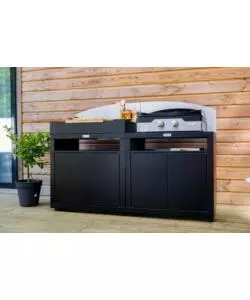 CUCINA DA ESTERNO MODULARE LE MARQUIER IN ACCIAIO NERO 160X55X115 CM