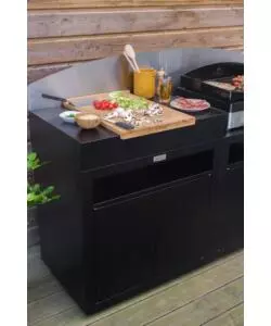 CUCINA DA ESTERNO MODULARE LE MARQUIER IN ACCIAIO NERO 160X55X115 CM