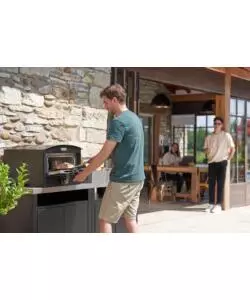 CUCINA DA ESTERNO MODULARE LE MARQUIER IN ACCIAIO NERO E GRIGIO 160X55X115 CM