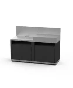 CUCINA DA ESTERNO MODULARE LE MARQUIER IN ACCIAIO NERO E GRIGIO 160X55X115 CM