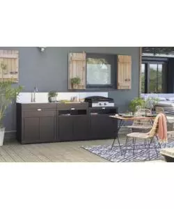 CUCINA DA ESTERNO MODULARE LE MARQUIER "LINEA 3" IN ACCIAIO INOX NERO 240X55X115 CM