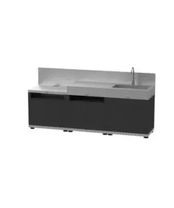 CUCINA DA ESTERNO MODULARE LE MARQUIER "LINEA 3" IN ACCIAIO INOX NERO E GRIGIO 240X55X115 CM