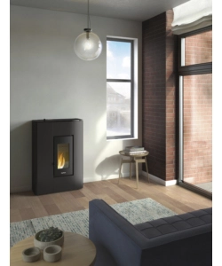 Stufa a pellet slim ermetica FreePoint "Atrium" antracite 5,1 kW