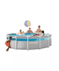 PISCINA FUORI TERRA CON STRUTTURA ROTONDA INTEX "CLEARVIEW PREMIUM" GRIGIO CHIARO 427X427X107 CM - COD. 26722ND