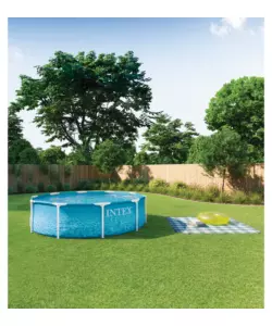 PISCINA FUORI TERRA CON STRUTTURA ROTONDA INTEX "FRAME BEACHSIDE" CON POMPA FILTRO AZZURRO 305X305X76 CM - COD. 28208ND