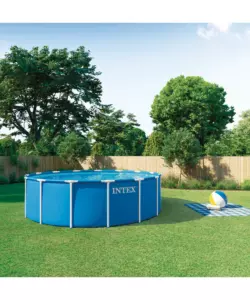 PISCINA FUORI TERRA CON STRUTTURA ROTONDA INTEX "METAL FRAME" CON POMPA FILTRO, SCALETTA, TELO BASE E TELO DI COPERTURA BLU 457X457X122 CM - COD. 28242ND