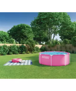 PISCINA FUORI TERRA CON STRUTTURA ROTONDA INTEX "METAL FRAME" ROSA 244X244X76 CM - COD. 28290ND
