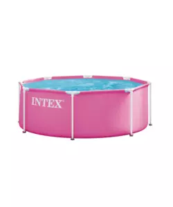 PISCINA FUORI TERRA CON STRUTTURA ROTONDA INTEX "METAL FRAME" ROSA 244X244X76 CM - COD. 28290ND