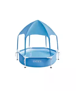 PISCINA FUORI TERRA CON STRUTTTURA ROTONDA INTEX "METAL FRAME" CON TETTOIA PARASOLE REMOVIBILE 183X183X38 CM - COD. 28209NP